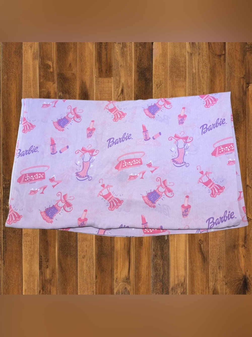 Vintage Barbie Twin Flat Sheet Y2K Pink Fashion Makeup Bedroom Decor 2002